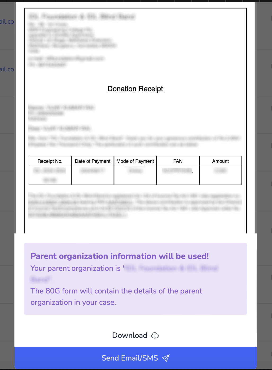 80G form email